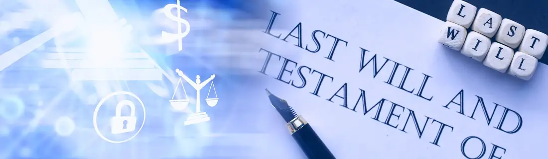 Last will and testament document with a fountain pen